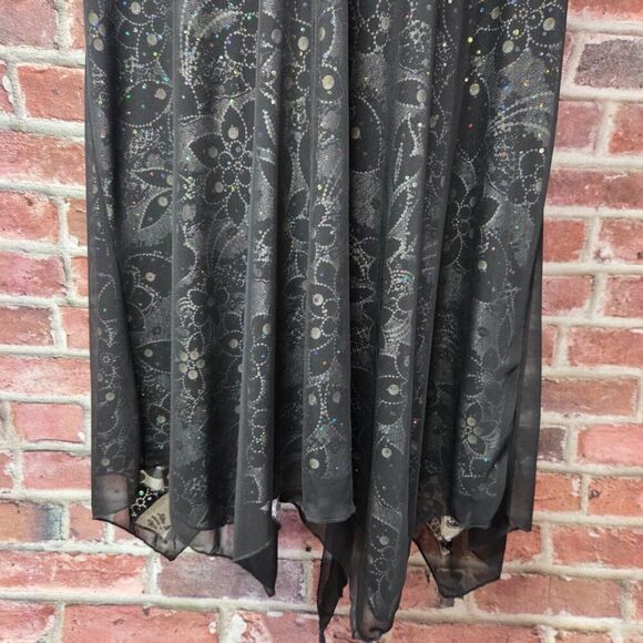 Studio 1940 Floral Dress 22W | Vintage Y2K Handkerchief Hem Layered Black Boho - Picture 6 of 8